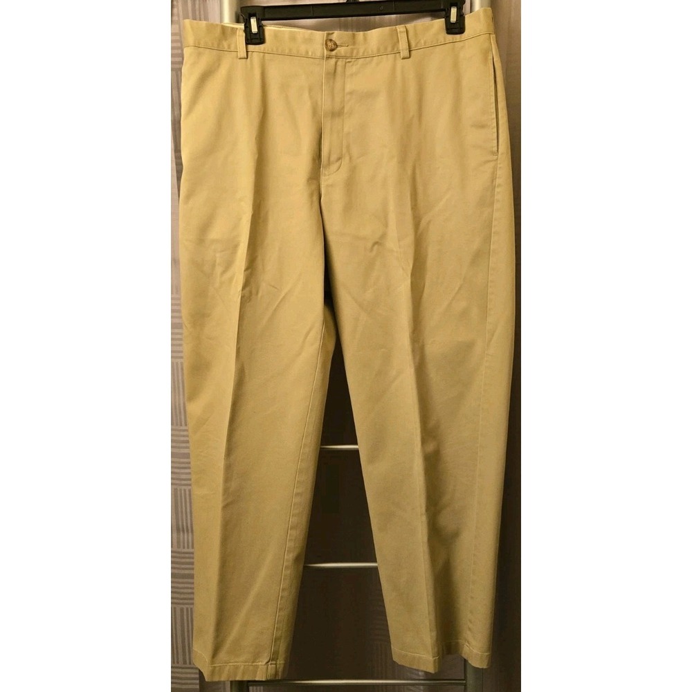 LL Bean Pants Mens 38x30 Khaki Tan Classic Fit Cotton Chino Flat Front Dress